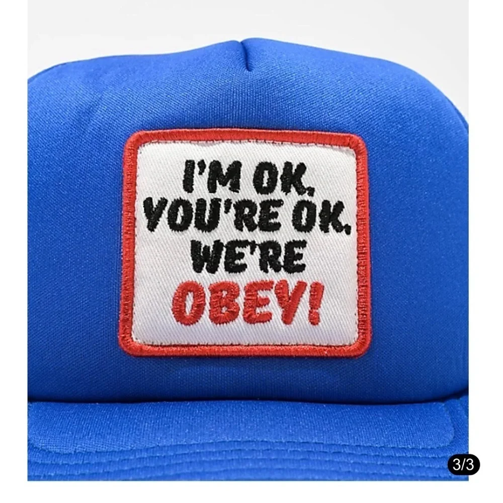 NWOT Obey Okay Blue Trucker Hat